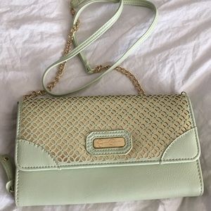 Jessica Simpson mint clutch w/partial chain strap